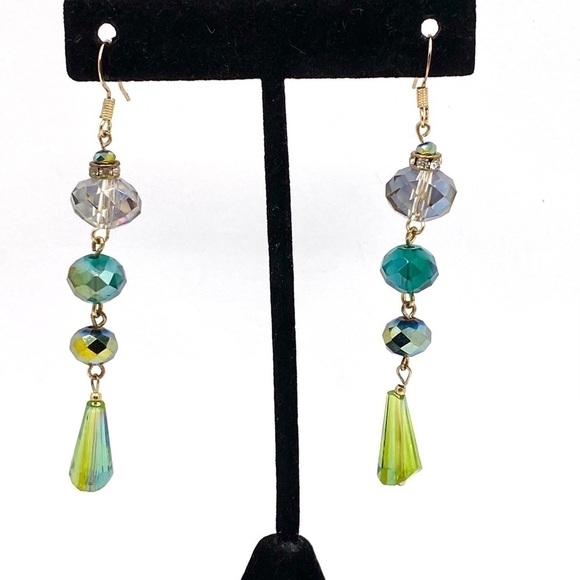 Earrings Artisan Dangles Crystals Drops  3” - Picture 1 of 9